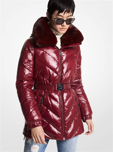 michael kors faux fur trim puffer jacket